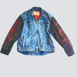 Strongarm Icon men's motorcycle jacket 4X fits like a 2 or 3X Denim and leather